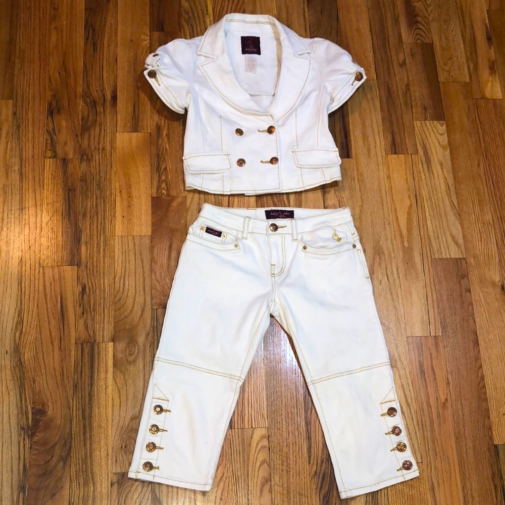 Baby Phat 2 - piece set denim jeans Pant capri and Jacket M, 5